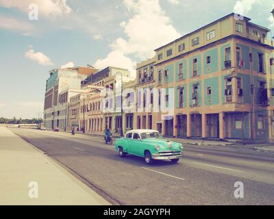 Vintage Car on Malecon, Havana Stock Photo