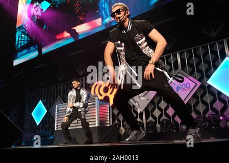 Sunrise, United States. 22nd Dec, 2019. CNCO performs at the Y100 IHeartRadio Jingle Ball 2019 concert at the BB&T Center in Sunrise, Florida, on Sunday, December 22, 2019. Photo by Gary I Rothstein/UPI Credit: UPI/Alamy Live News Stock Photo