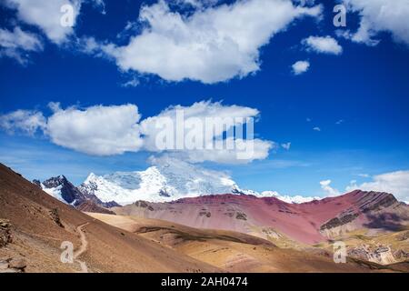 View of the glacier near the rainbow Mountains Of Peru. Peruvian Andes. Stock Photo