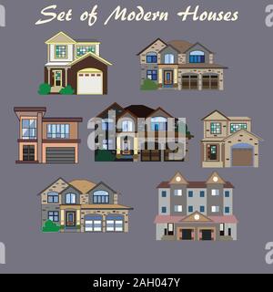 Set of Modern houses. vector Illustration Stock Vector Image & Art - Alamy