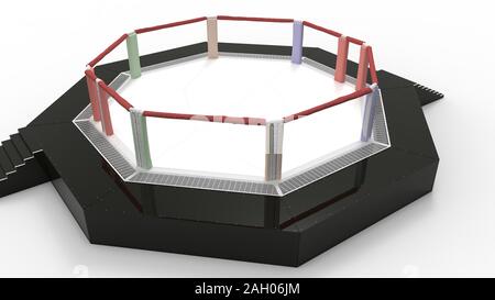 3d rendering of a fighting mma ring cage isolated in studio background Stock Photo