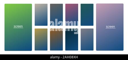 Vibrant and living smooth gradient soft colors coral palette for devices, pc and modern smartphone screen backgrounds set vector ux and ui design illu Stock Vector