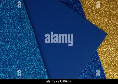 Abstract geometric paper background in blue tones. Color of the year 2020 classic blue. Stock Photo