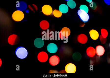 Abstract circular bokeh background of colorful Christmaslights. Stock Photo