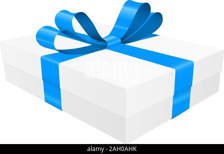 Gift box decorated with shiny blue ribbon Stock Vector