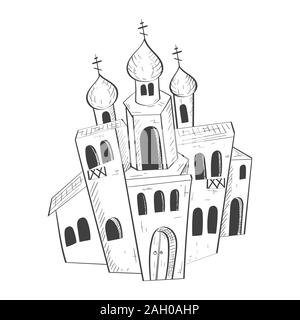 Christian orthodox church. Hand drawn sketch Stock Vector