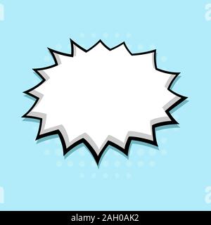 Speech bubble in comic book style. Blank message on blue background. Hand drawn doodle Stock Vector