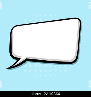 Speech bubble in comic book style. Blank message on blue background. Hand drawn doodle Stock Vector