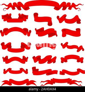 Red ribbon banners set Stock Vector