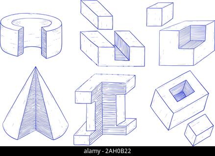 Geometric shapes. Hand drawn sketch Stock Vector