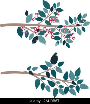 Abstract cartoon tree branch in flat colors. Stock Vector