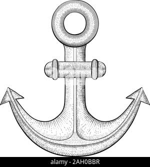 Anchor. Hand drawn sketch. Vector illustration isolated on white background. Stock Vector