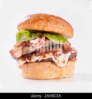 american big burger with bacon Stock Photo