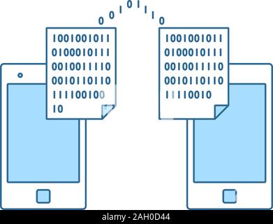 Exchanging Data Icon. Thin Line With Blue Fill Design. Vector Illustration. Stock Vector