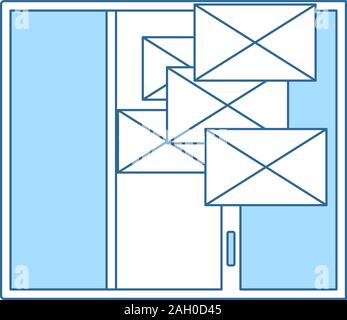 Mailing Icon. Thin Line With Blue Fill Design. Vector Illustration. Stock Vector