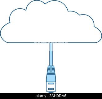 Network Cloud Icon. Thin Line With Blue Fill Design. Vector Illustration. Stock Vector