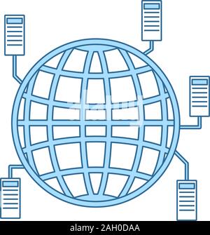 Big Data Icon. Thin Line With Blue Fill Design. Vector Illustration. Stock Vector