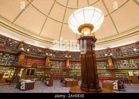 Liverpool Central Library inside a beautiful round reading room with a lot of books Stock Photo