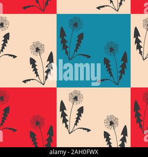 Seamless pattern with dandelions on simple background. Flat design. Vector Illustration Stock Vector