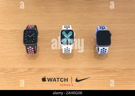 Turkey, Istanbul, December 20 2019 Modern Stylish Apple Watch 5 Series Nike Edition Stock Photo