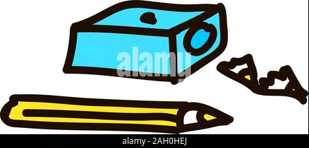 pencil and sharpener Graduation cap flat style colored cartoon ink pen Icon vector illustration Vector illustration for web Stock Vector