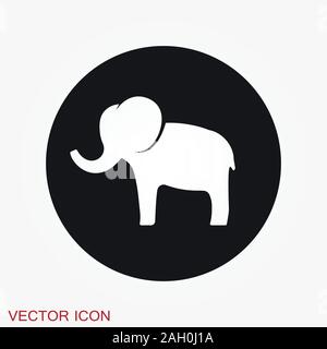 Elephant icon, vector logo line art illustration Stock Vector