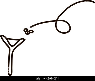 Wooden catapult slingshot. Isolated on blue background Stock Vector