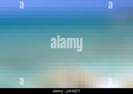 Pixel summer background. Pixelated backdrop. Blue pixels texture. Stock Photo