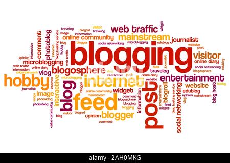 Blogging issues and concepts word cloud illustration. Word collage concept. Stock Photo