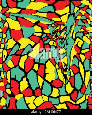 Artistic texture of giraffe head and leather Stock Vector