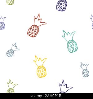Seamless golden pineapple pattern on dark background. Repeating exotic pineapple pattern. Vector Illustration Stock Vector