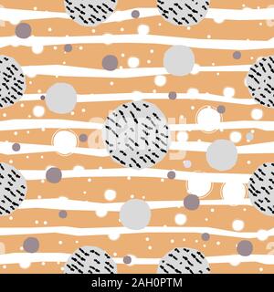 Seamless pattern with pastel colored balls on dotted background. Repeating Pattern. Vector Illustration Stock Vector