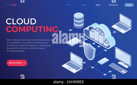 Cloud Computing Technology Isometric Stock Vector