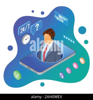 Isometric Online Customer Support Stock Vector