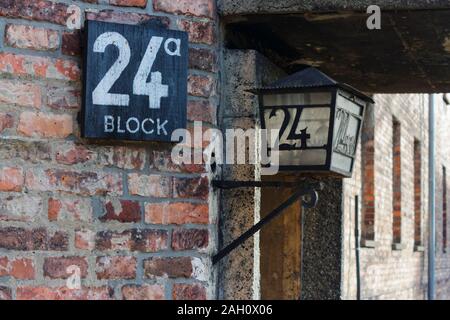 Block 24a - former site of 'brothel' at Auschwitz concentration camp, Oświęcim, Poland Stock Photo