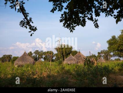 Traditional Mundari tribe village, Central Equatoria, Terekeka, South Sudan Stock Photo