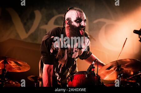 Copenhagen, Denmark. 20th, December 2019. The Italian gothic matal band Lacuna Coil performs a live concert at Amager Bio in Copenhagen. Here drummer Richard Meiz is seen live on stage. (Photo credit: Gonzales Photo - Nikolaj Bransholm). Stock Photo