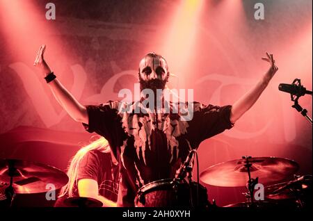 Copenhagen, Denmark. 20th, December 2019. The Italian gothic matal band Lacuna Coil performs a live concert at Amager Bio in Copenhagen. Here drummer Richard Meiz is seen live on stage. (Photo credit: Gonzales Photo - Nikolaj Bransholm). Stock Photo