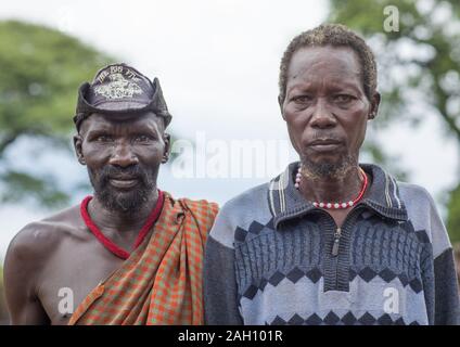 Larim tribe elders portrait, Boya Mountains, Imatong, South Sudan Stock Photo