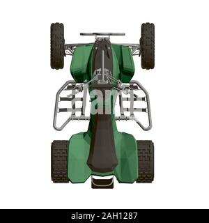 Polygonal green ATV isolated on a white background. View isometric. 3D ...