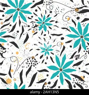 Hand Drawn Seamless Pattern with Yellow Flowers. Great for wedding cards, postcards, t-shirts, bridal invitations, dresses, posters, gift wrapping, wa Stock Vector