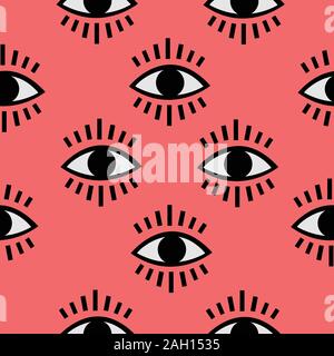 Seamless open eye pattern on subtle background. Repeating eye background. Vector Illustration Stock Vector