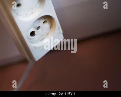 Electric plug to cause harm ,Power consumption up shock risk Stock Photo