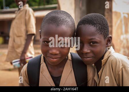 Benin, Ketou, african students, school boys, Stock Photo