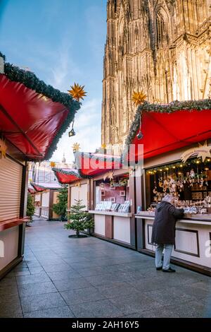 Cologne Germany December 2019, people at the Christmas market by the cathedral of Cologne Stock Photo
