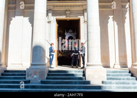 ASUNCION, PARAGUAY - JUNE 24, 2019: Security at the entrance to the national pantheon of heroes Stock Photo