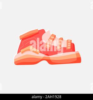 Vector flat illustration of sport casual city sport shoes. Active sport equipment, sneakers icon isolated on white background, Stock Vector