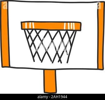 Vector illustration of basketball rim, isolated on white. Basketball rim vector line icon, black and orange colors Stock Vector