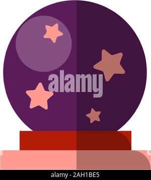 Vector flat illustration of magic ball. Spiritual magical ball for profesy the future. Magician element for child illustration, isolated on white Stock Vector