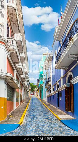 Cobblestone Street in Old San Juan Stock Photo